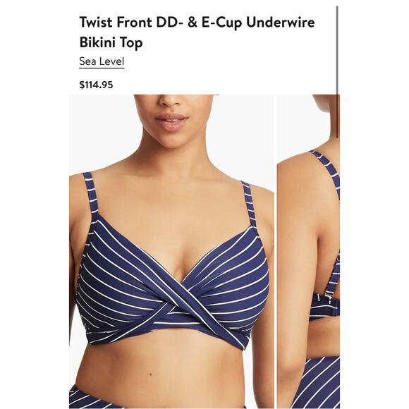 NWT! Sea Level Charmarel Cross Front Moulded Underwire Bikini Top - Size 8 - Picture 6 of 12